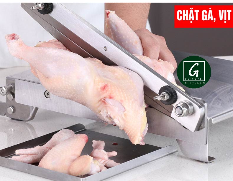 Dao Chặt Thịt Gà, Thái Thịt Bò Đông Lạnh, Cắt Chân Giò, Thái Thuốc Bắc KD0288, 2 Lưỡi Thép 30CR13, Inox 430 - Tặng Tay Mài KD0315