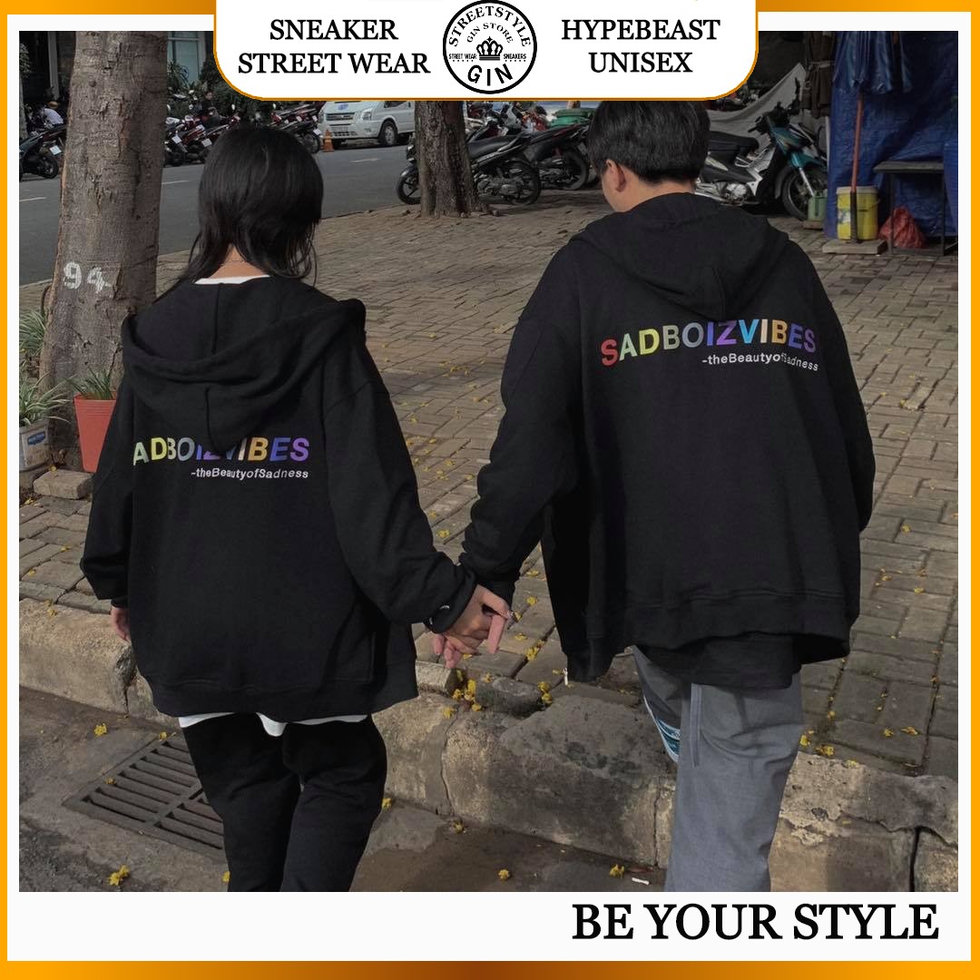Áo hoodie Sadboizvibes zipper áo khoác dây kéo sad boiz form rộng nam nữ unisex - Gin Store
