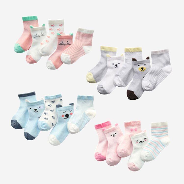 (0-6m) Set 5 Tất Vớ Lưới Cổ Thấp/ Cổ Cao Mềm Mại, Thoáng Khí Cho Bé