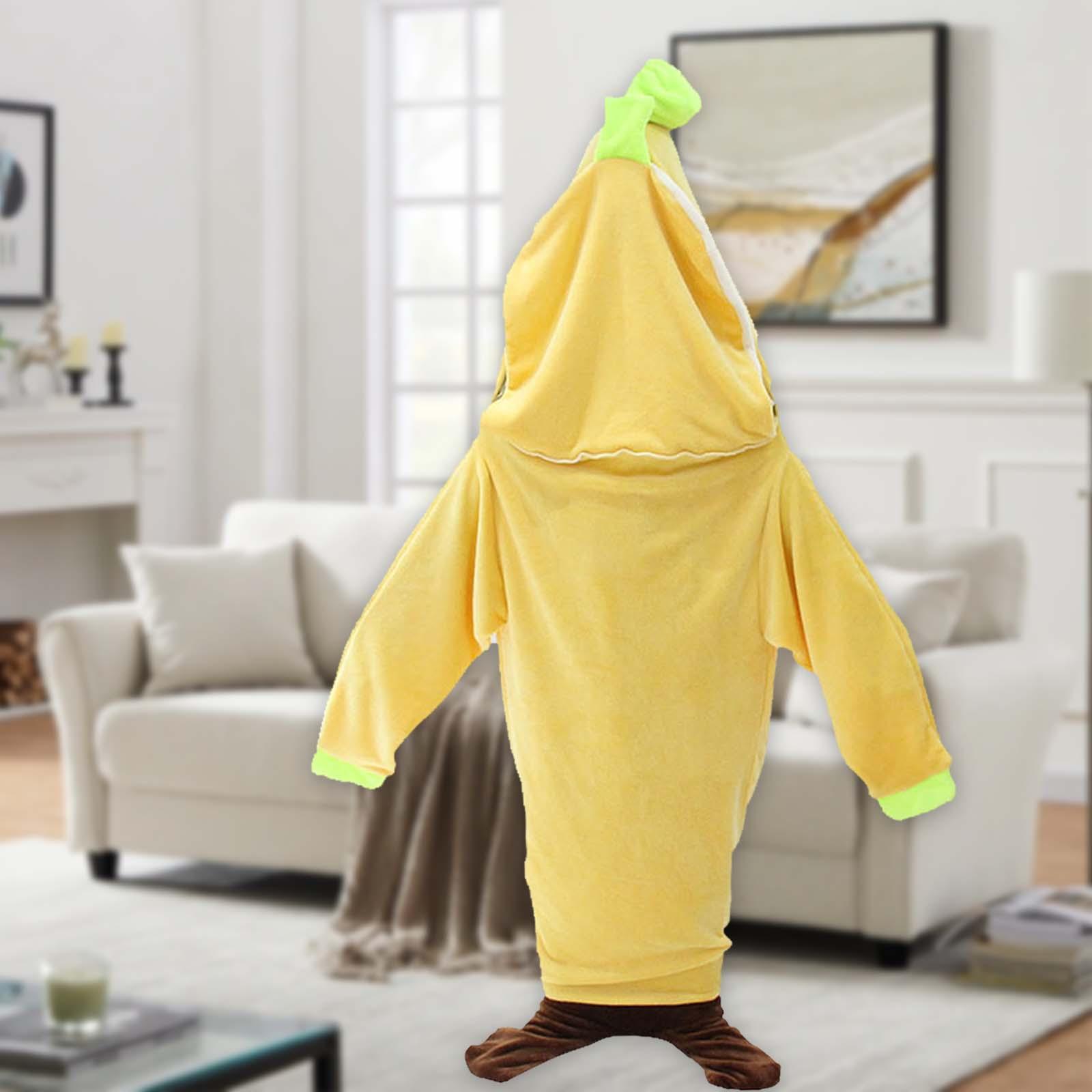 Wearable Banana Blanket Hooded Blanket Jumpsuit Halloween Fruit Sleeping Bag