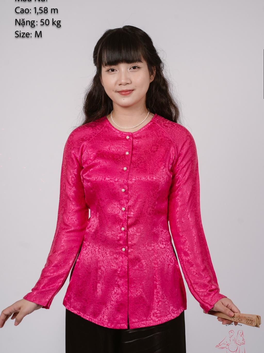 Bộ áo bà ba gấm Hồng cánh sen/ Xanh nước biển/ Vàng Đồng/ Vàng chanh/Đỏ Đô-Bà ba Bigsize- May sỉ Áo bà ba theo yêu cầu - Bộ hồng sen(1A+1Q)