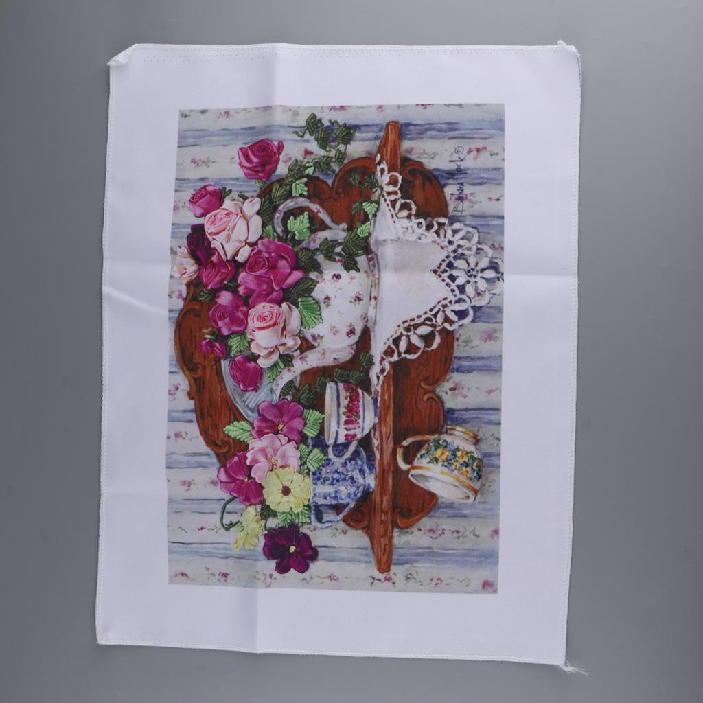 1x Ribbon Embroidery Cross Stitch Kits Handmade Flowers Design Home Decor