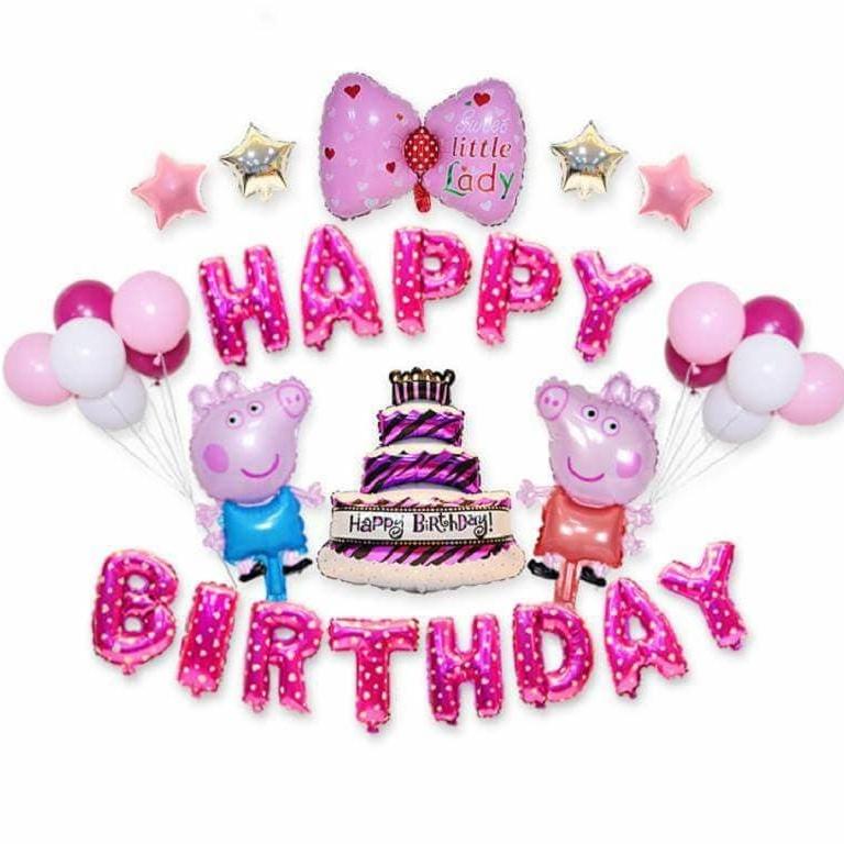 Sét trang trí tiệc , sinh nhật trọn bộ bóng happy birthday kèm bơm