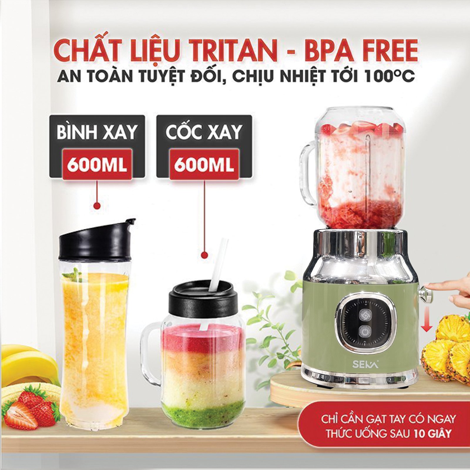 Máy xay sinh tố , máy xay thịt cầm tay, tặng kèm 3 cối xay hàng chính hãng