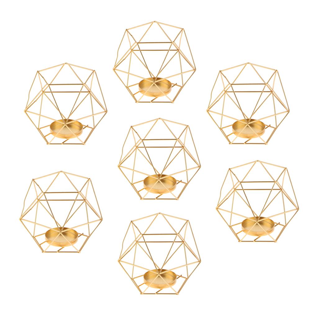 7 Chiếc 3D Hình Học Cưới Hình Học Chân Nến Xông Đèn Giá Đỡ Vàng