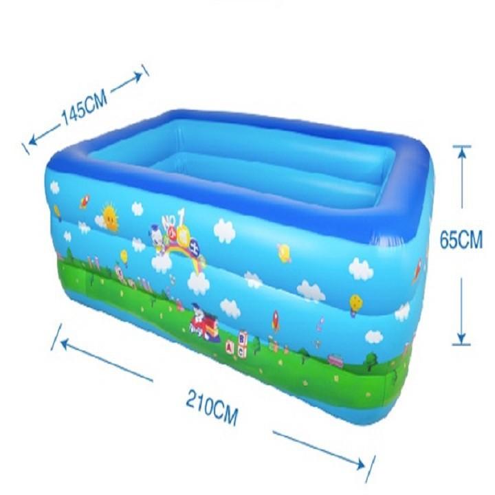 Bể bơi phao 3 tầng cho bé size to 210x145x65cm siêu thích