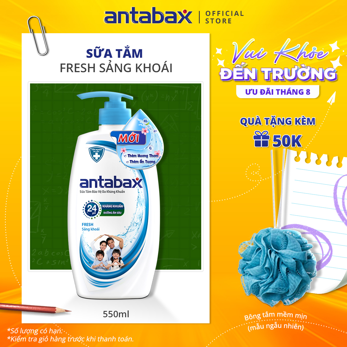 Sữa Tắm Bảo Vệ Da Kháng Khuẩn Antabax Fresh Sảng Khoái 550ml