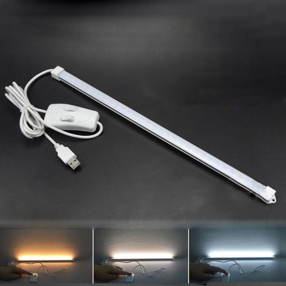 Bộ LED Thanh 35cm 60LED USB Ánh Sáng Kép (3 Chế độ sáng Trắng/ Vàng/ Trung Tính) Ngõ Cấp Nguồn USB Với 2 Công Tắc Đôi Dây Dài 150cm Mai Lee