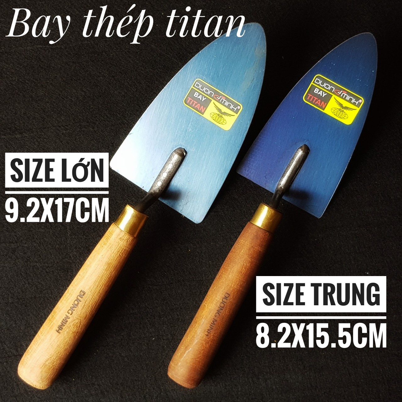 Bay xây dựng Bay thép xanh TITAN, bay làm vườn, bay cao cấp, bay thợ hồ, dụng cụ xây dựng