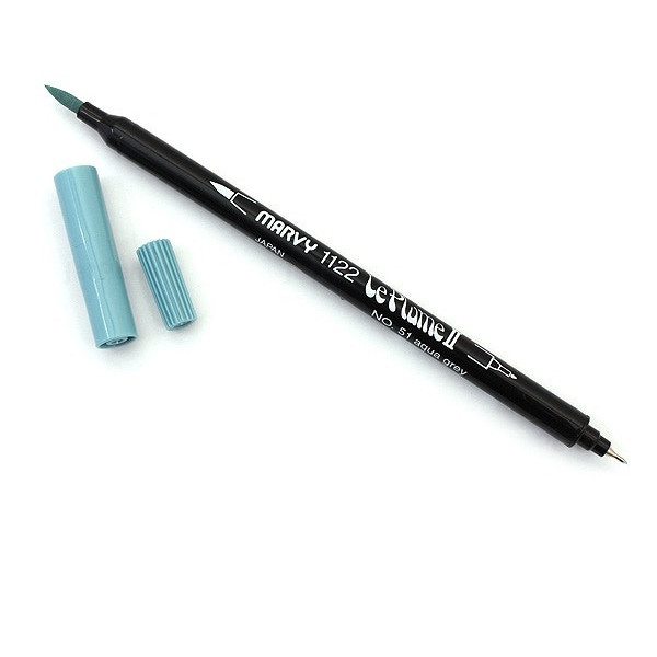 Bút lông hai đầu màu nước Marvy LePlume II 1122 - Brush/ Extra fine tip - Aqua Grey (51)