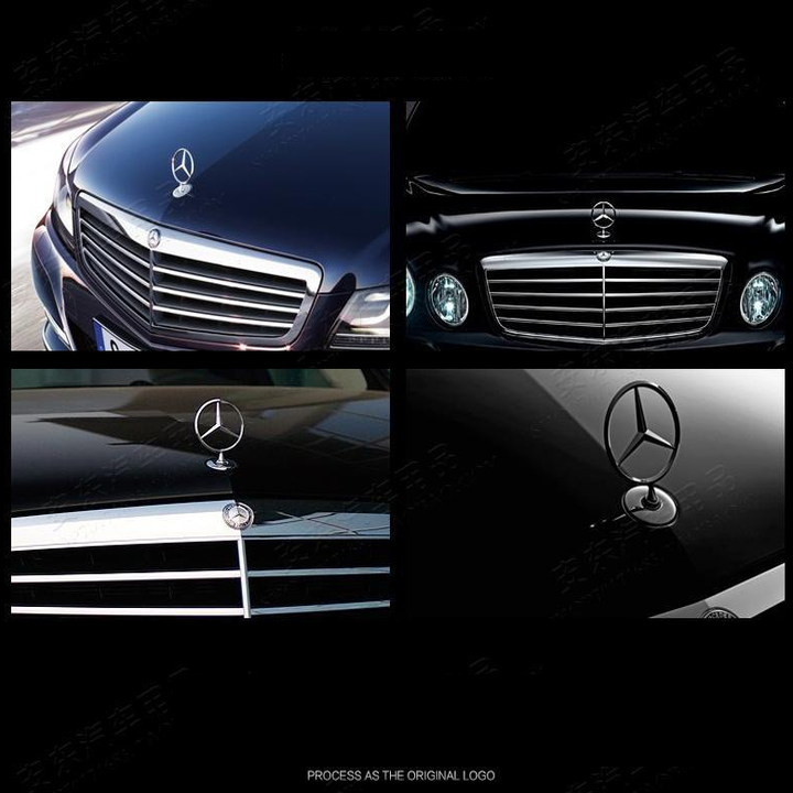 Logo nắp capo đầu xe ô tô Mercedes, loại hàng cao cấp - Chất liệu: Hợp kim mạ crom