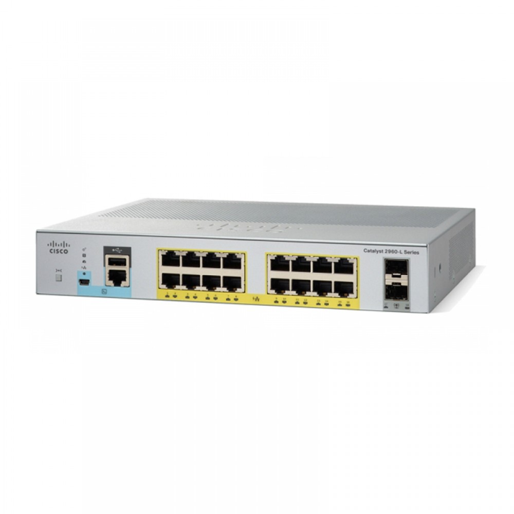 Switch Cisco WS-C2960L-16PS-LL 16 port GigE PoE 2x 1G SFP LAN Lite - Hàng Nhập Khẩu