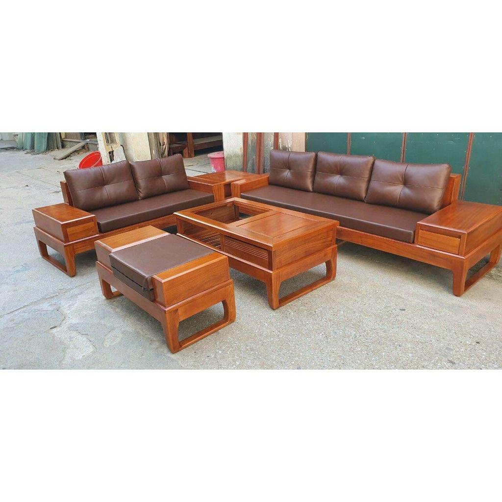 Bộ sofa gỗ sồi nga ( cả đệm) - Đồ Gỗ Bình Long 0388639288