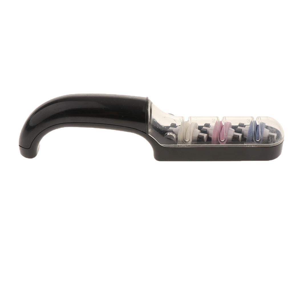 Kitchen Knife Sharpener 3 Stage Wheel System Knife Sharpening Tool for Sharpening Dull Knives Quickly, Black Handle