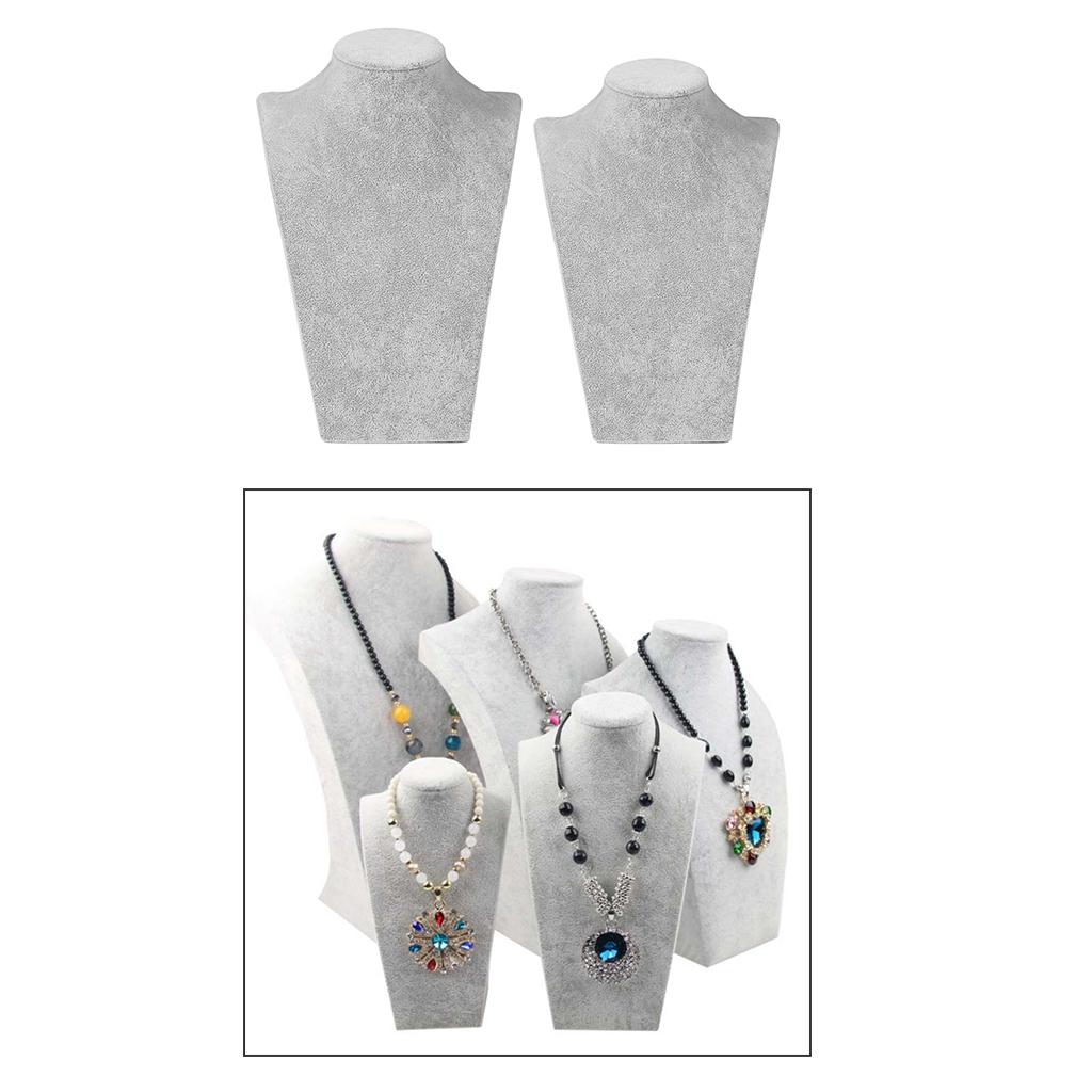 Set of 2 Velvet 3-Dimensional Necklace Jewelry Display Bust Stand Pendant Holder
