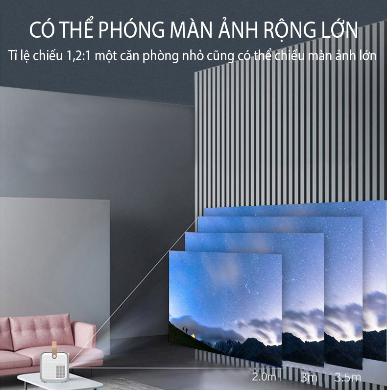 ROGTZ (Hỗ Trợ Tiếng Việt) Máy Chiếu Mini Siêu Nét Kết Nối Bluetooth Wifi Chạy Hệ Điều Hành Android S6 Cao Cấp - Hàng Nhập Khẩu