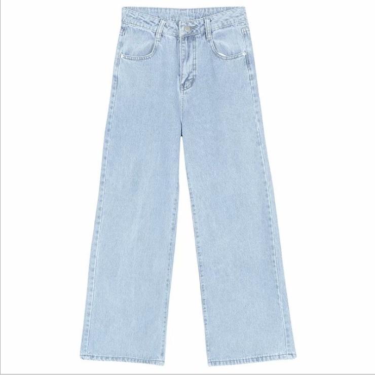 Quần ống rộng lưng cao jean nữ trơn unisex phù hợp đi học đi làm / Quần suông bò dáng ulzzang thời trang nữ