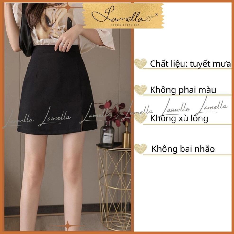 Chân váy ngắn chữ a lưng cao công sở xẻ tà bigsize LAMELLA CV03