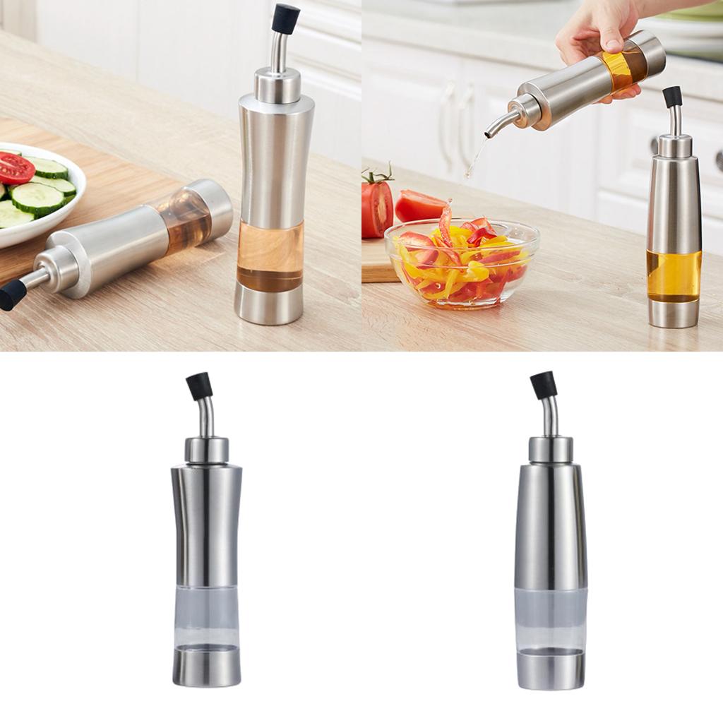 1pc Oil And Vinegar Clear Dispenser Cruet Bottle Stainless Steel 150ml A