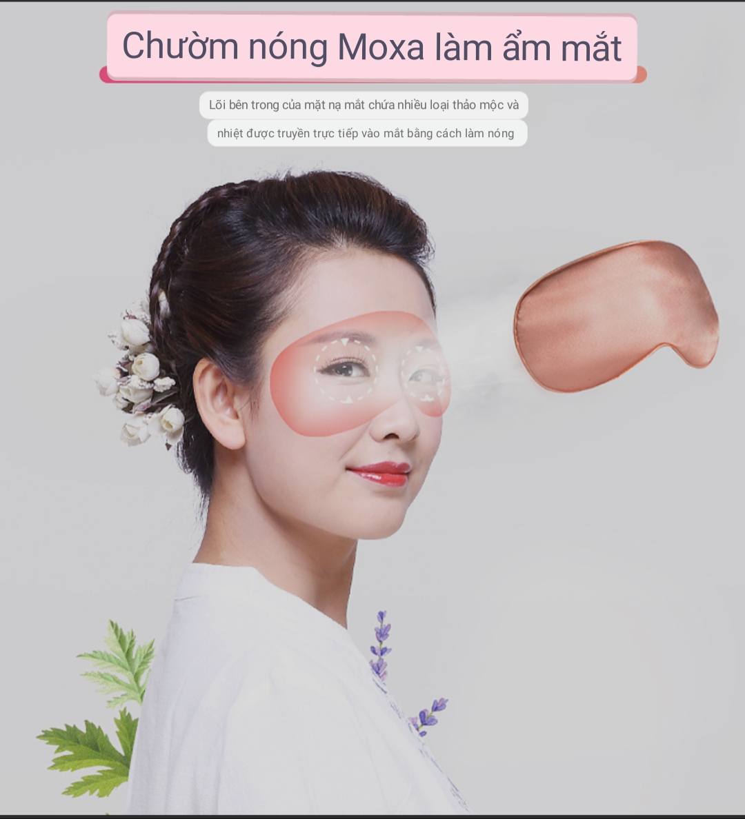 Chườm Mắt Thảo Dược Làm Nóng Bằng Điện Giúp Thư Giãn, Giảm Mỏi Mắt, Quầng Thâm Nếp Nhăn Mắt Spa Dưỡng Sinh