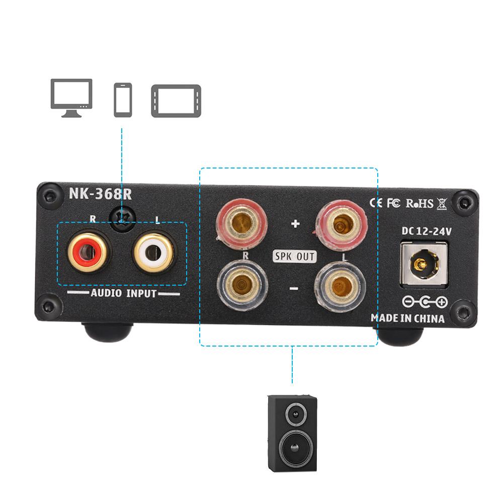 Bộ khuếch đại công suất âm thanh kỹ thuật số NIKKODO NK-368R BT 4.0  HiFi Mini Kênh đôi 50W + 50W