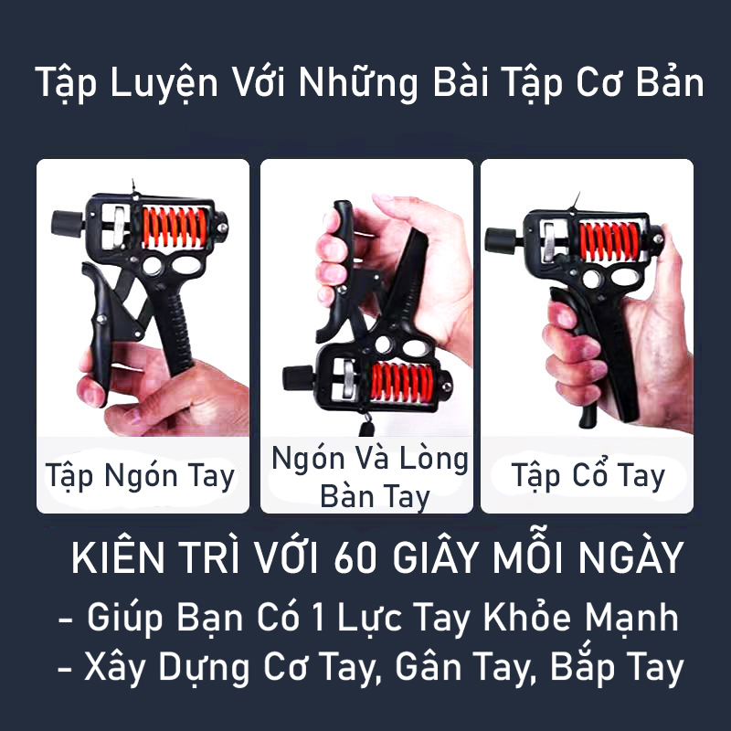 Kìm Bóp Tay Bằng Thép Không Rỉ Bản Nâng Cấp Trợ Lực 5 -165Kg Hàng Chính Hãng ( Lò Xo Thép Dày, Tay Cầm Chống Trượt, Tập Gym Tại Nhà )