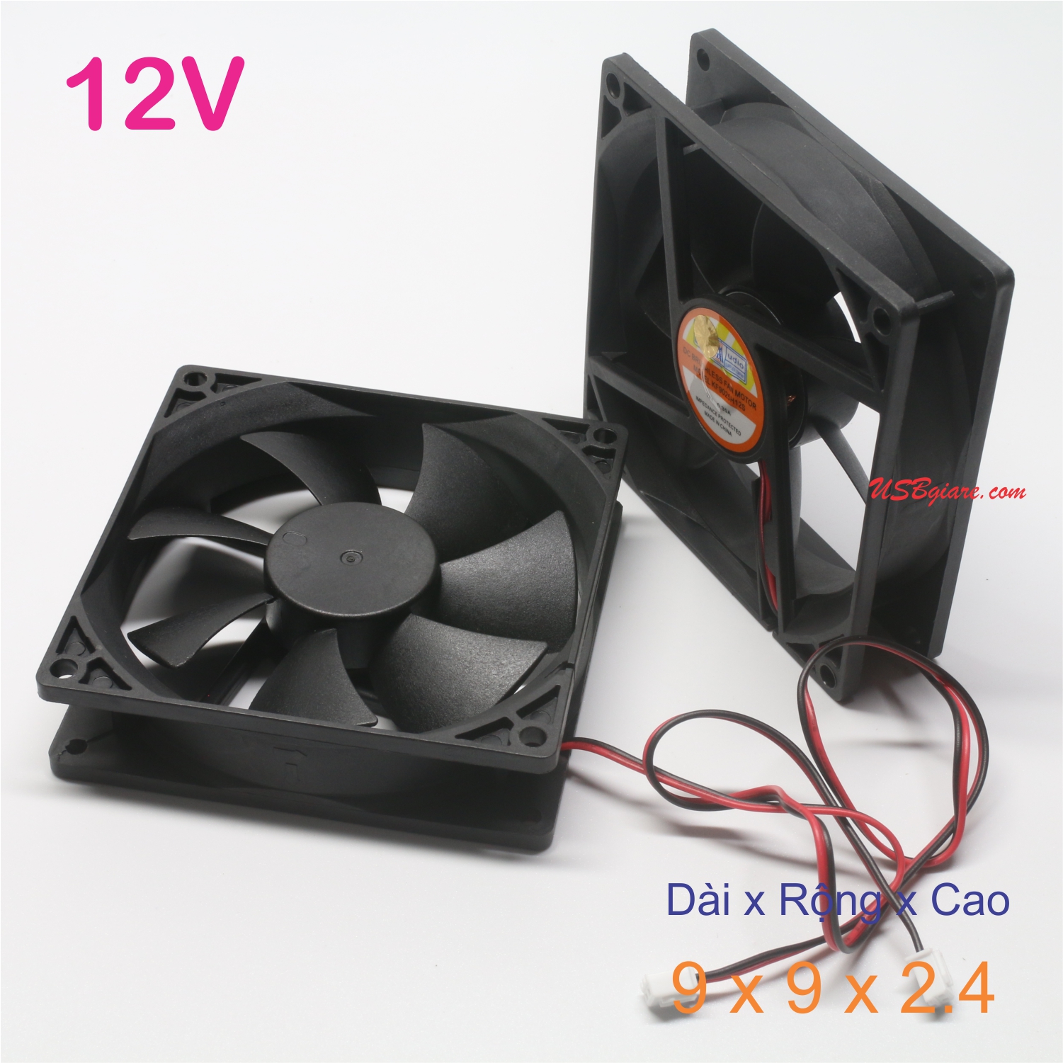 Quạt tản nhiệt 12V 9x9x2.4cm, Fan 12V 9x9x2.4cm