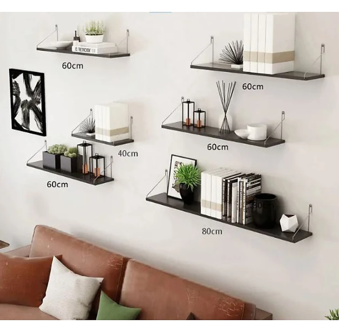 Kệ Thanh Ngang Treo Tường Không Cần Khoan Tundo CTKT02 KT 30/40/50/60/80x15 cm