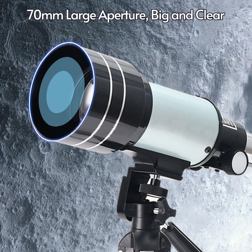 15X-150X 70mm Large Aperture Refracting Astronomic Monocular Telescope with Tripod Eyepiece Moon Filter