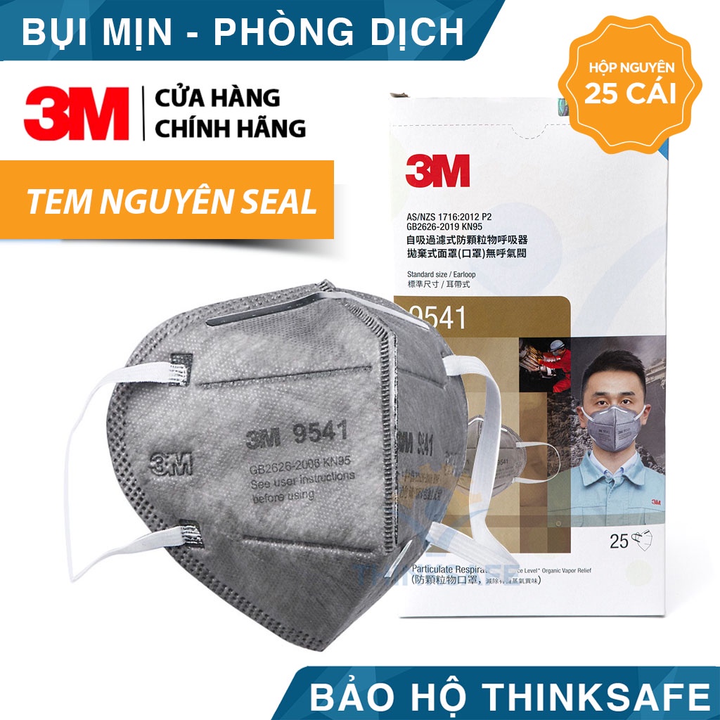 Khẩu trang 3M 9541 lọc bụi, vi khuẩn bảo vệ hô hấp, khả năng lọc bụi tối thiểu 94%