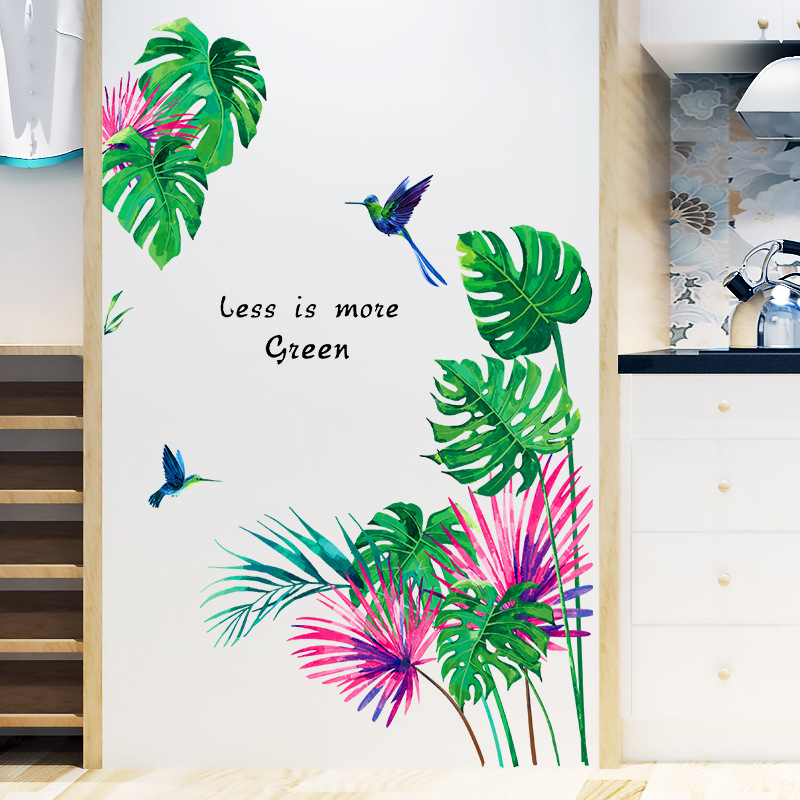 Decal dán trang trí tường Lá cọ phong cách Hàn Quốc