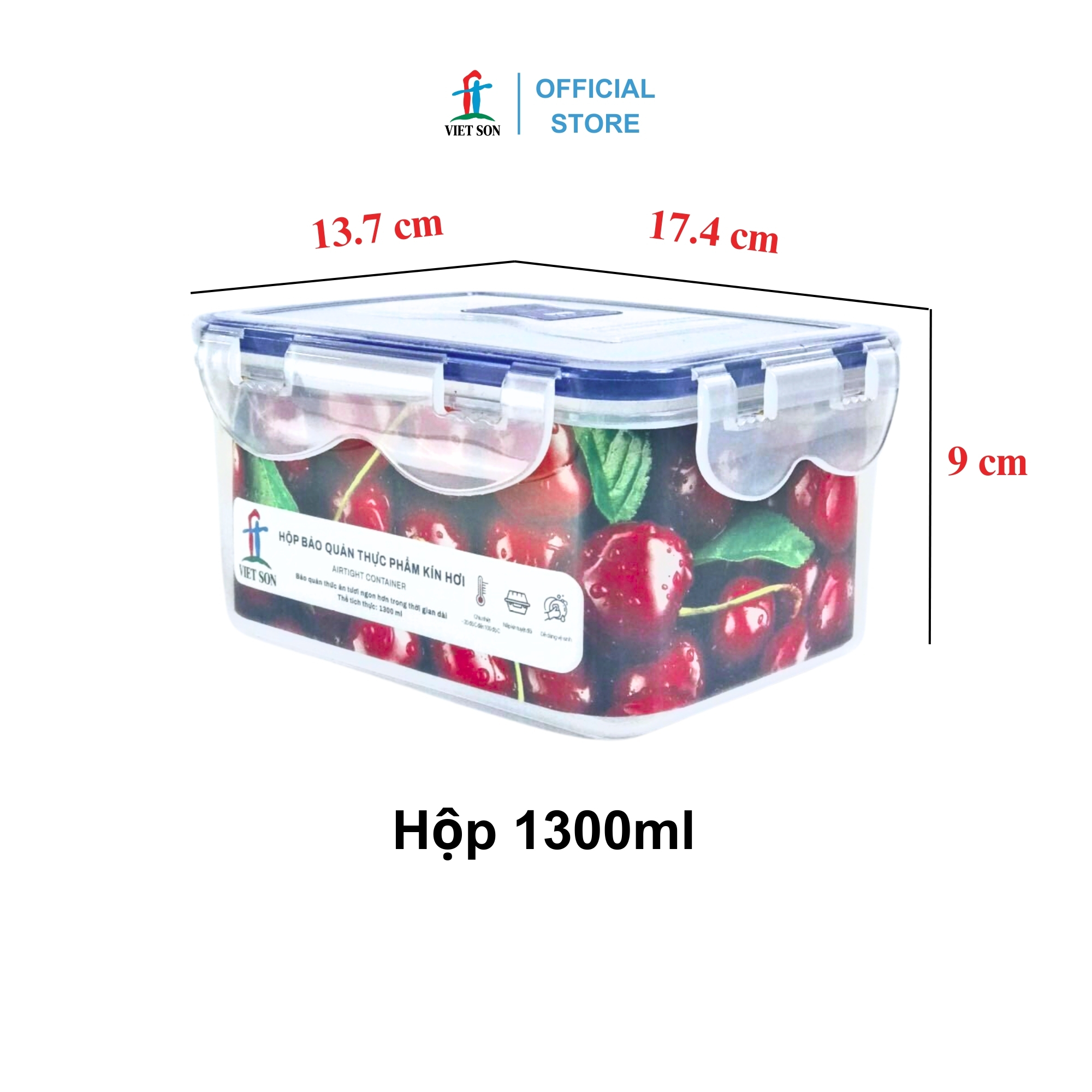 [TẶNG KHAY RÁO NƯỚC] Bộ 3 Hộp Đựng Thực Phẩm VIETSON (850,1300,2400ml) Nắp Khóa 4 Cạnh Kín Hơi