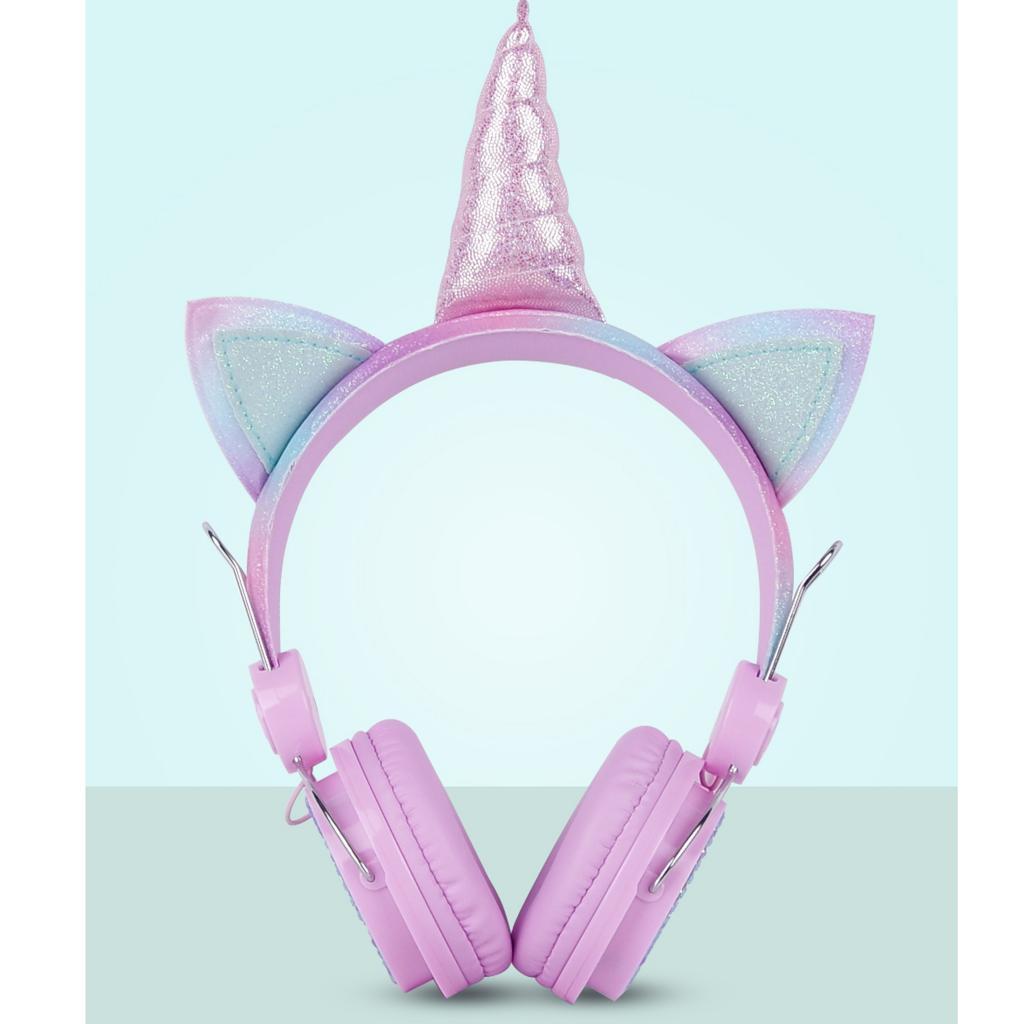 Unicorn Headphone With Microphone Girls Kids Stereo Earphone Headset Pink 1