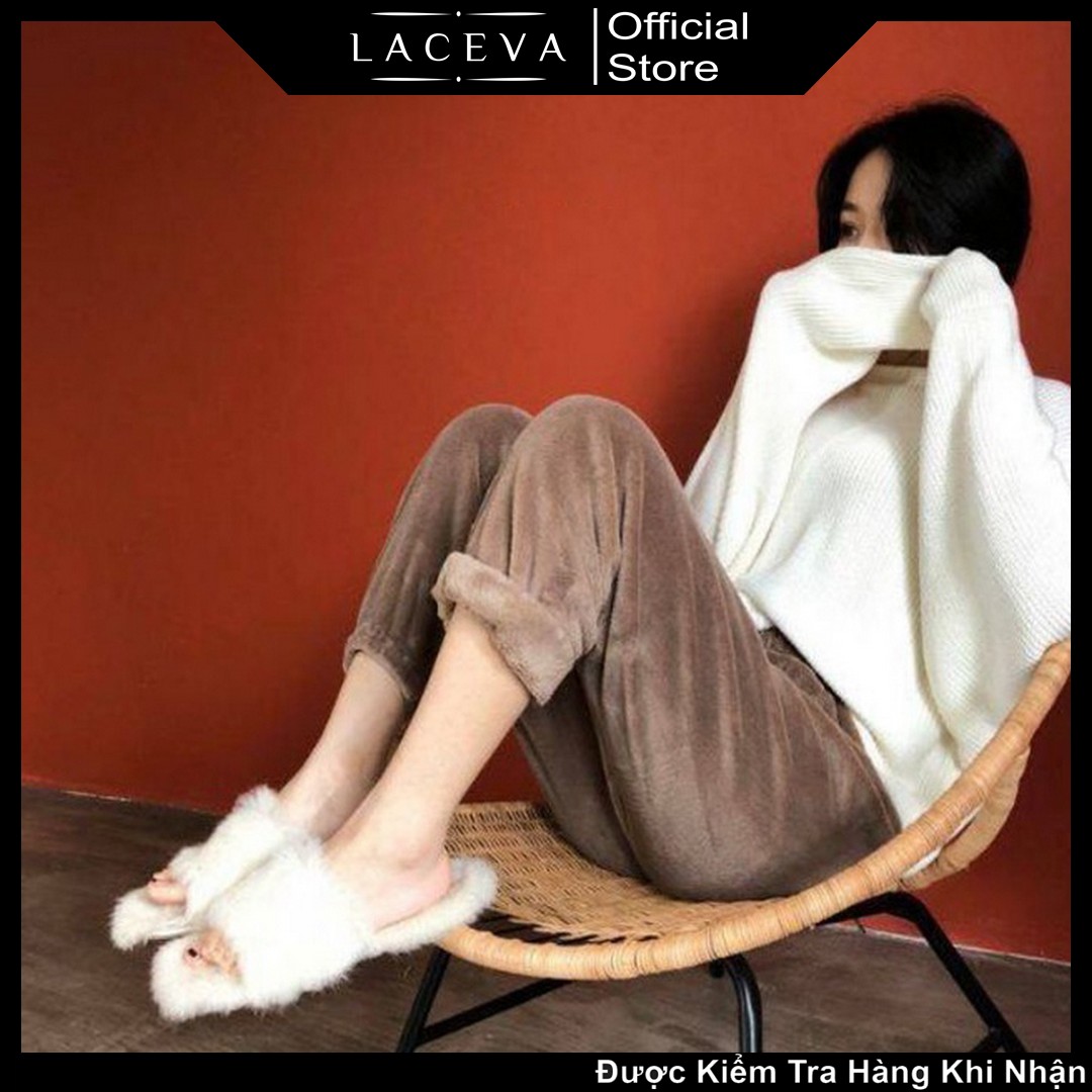 Quần Lông Cừu Siêu Ấm LACEVA Quần Bomber Nam Nữ Mã PK20