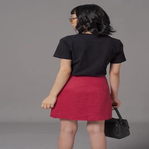 Chân váy chữ A siêu đẹp màu đỏ size M SYO Linen skirt