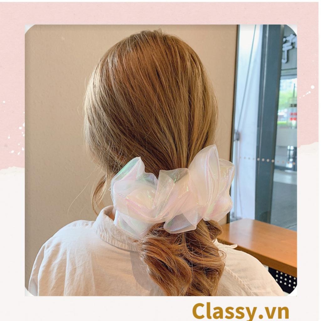 Dây cột tóc Classy phi bóng trơn màu trắng, có thể làm phụ kiện đeo tay cho bạn nữ PK1168