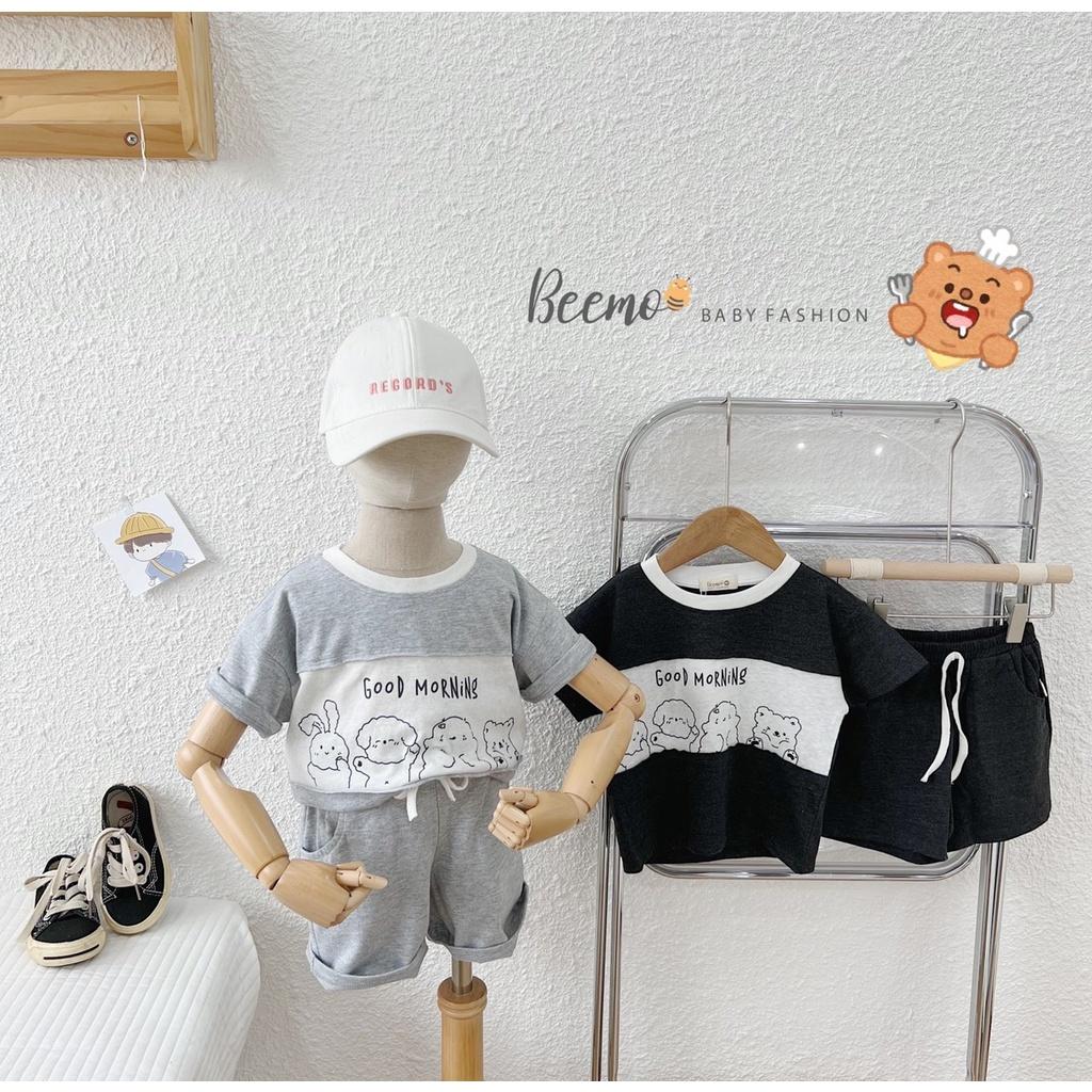Bộ Cotton Phối Thân In Gấu Beemo Mềm Đẹp Unisex Bé Trai Bé Gái