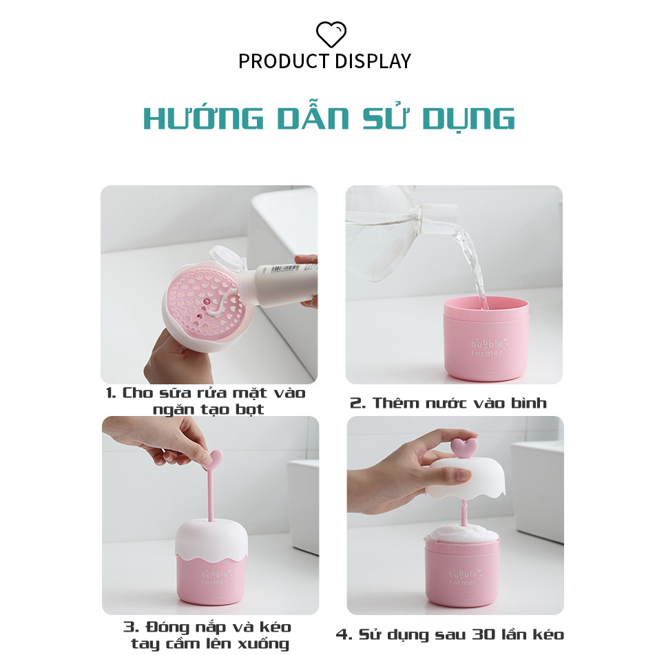 Bình Tạo Bọt Sữa Rửa Mặt Bubbler Bóp Di Động Cốc Tạo Bọt Mịn Làm Sạch Sâu (TB03)