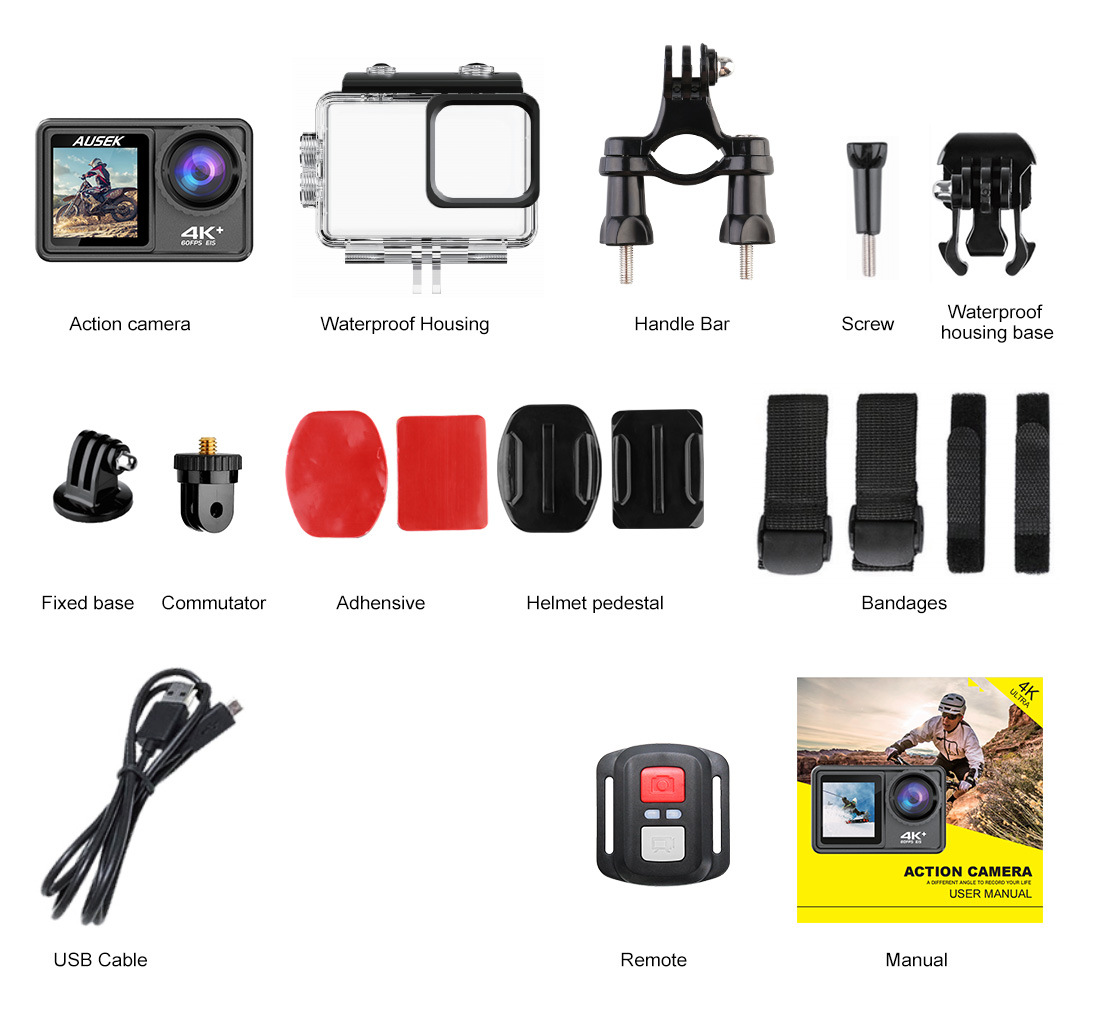 Camera hành động 5K 60fps EIS Video với ống kính bộ lọc tùy chọn 48MP ZOOM 1080P Webcam Vlog WiFi Camera hành động với điều khiển từ xa