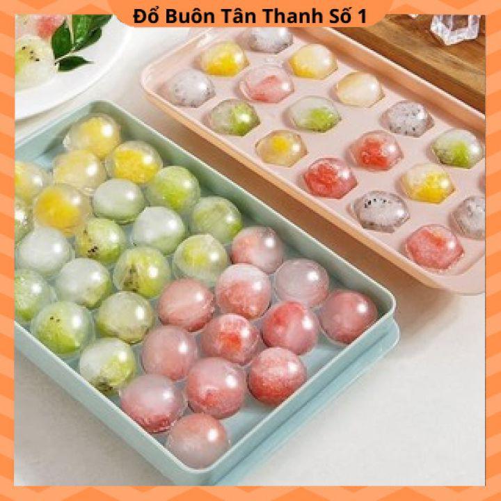 Khay đá viên tròn 33 viên .Khuôn thạch bi nhựa tròn làm hoa quả trái cây/ khuôn rau câu,