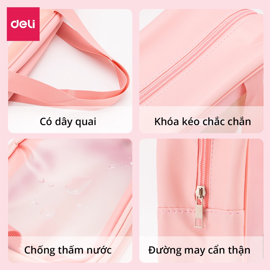 Túi đựng mỹ phẩm chống nước Agnite màu Hồng, túi WASHBAG tiện lợi đi du lịch, hoạt động ngoài trời - VS643-646