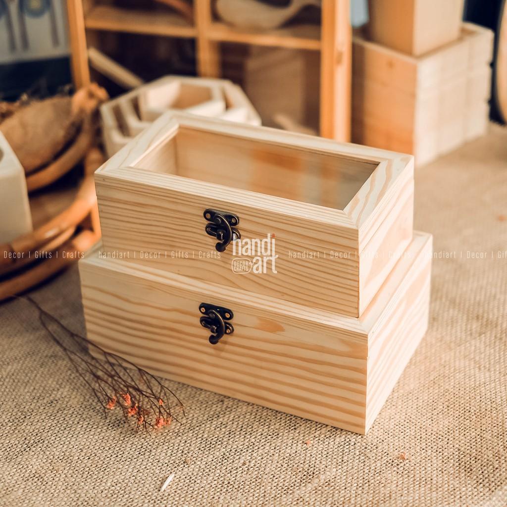 Bộ 2 Hộp gỗ nắp kính - Hộp gỗ đựng sản phẩm - wooden box glass