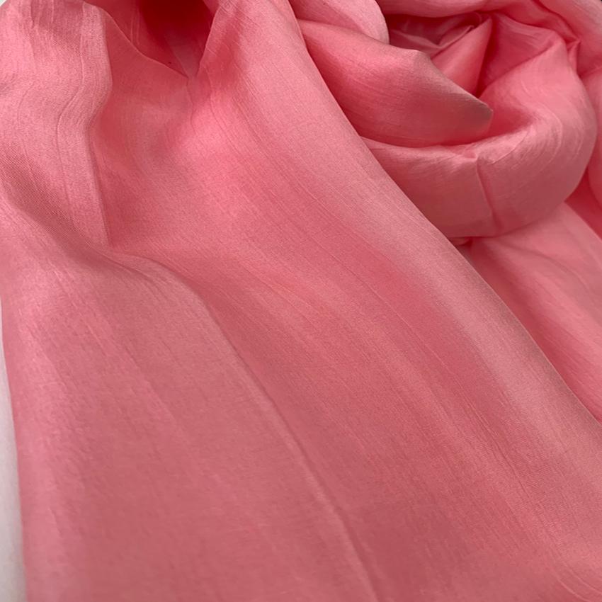 Khăn quàng cổ lụa tơ tằm trơn màu hồng phấn, 100%silk, hàng thủ công chất lượng cao