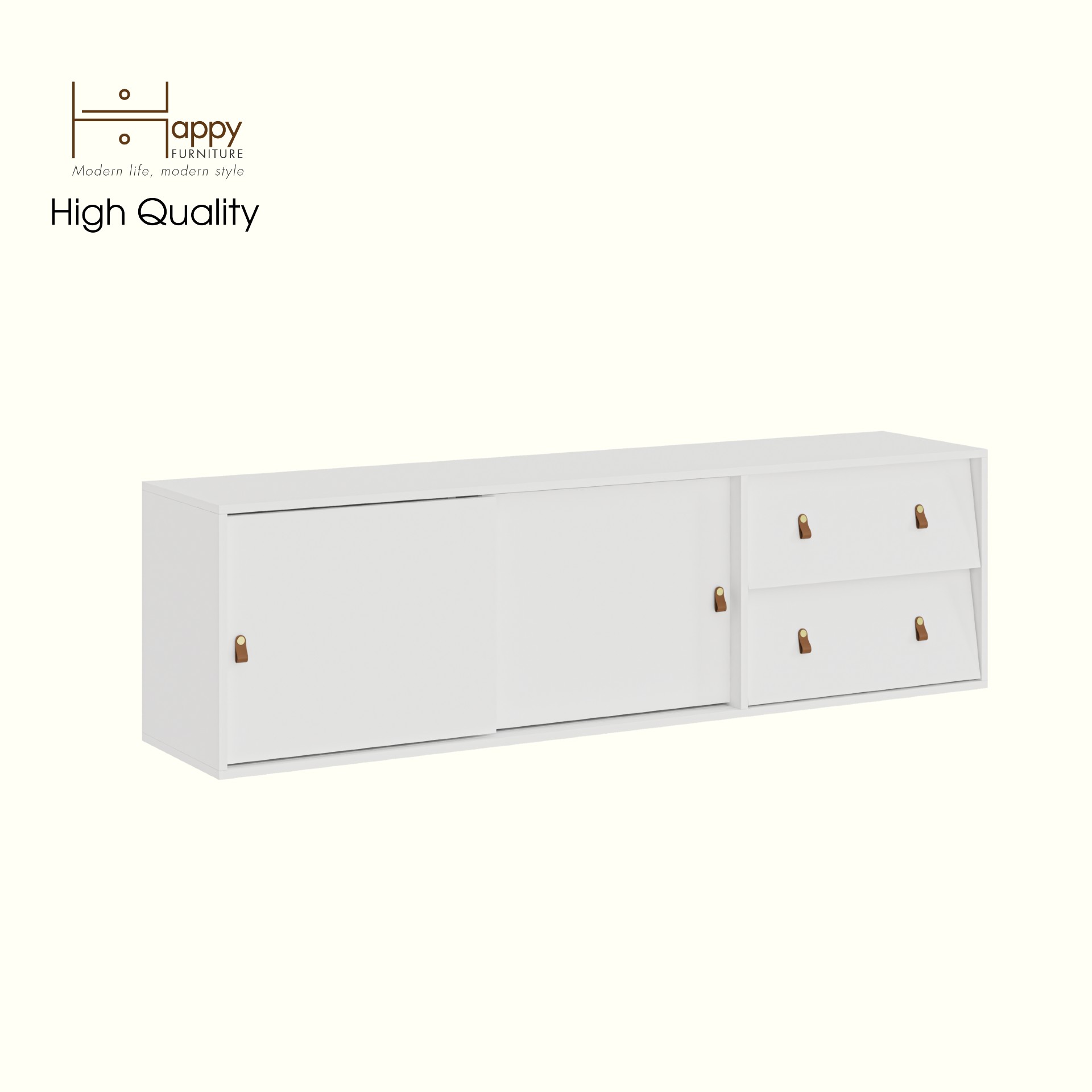 HAPPY FURNITURE , Kệ TV 2 cửa lùa 2 ngăn kéo - CALYN , KTV_100 , 180cm x 40cm x 52cm DxRx