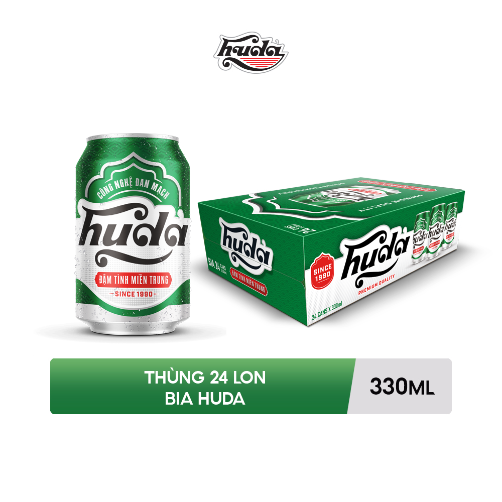 Thùng 24 lon bia Huda 330ml