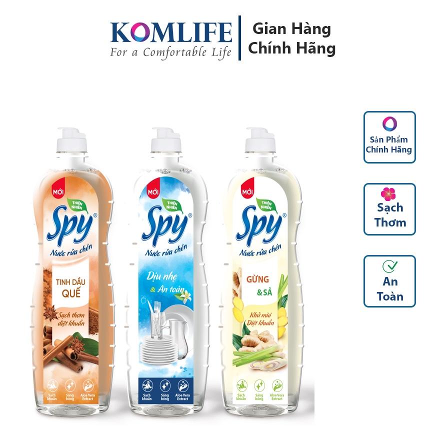 Nước rửa chén bát SPY hương QUẾ 380 ml thành phần thiên nhiên, an toàn, sạch nhanh dầu mỡ, mùi tanh