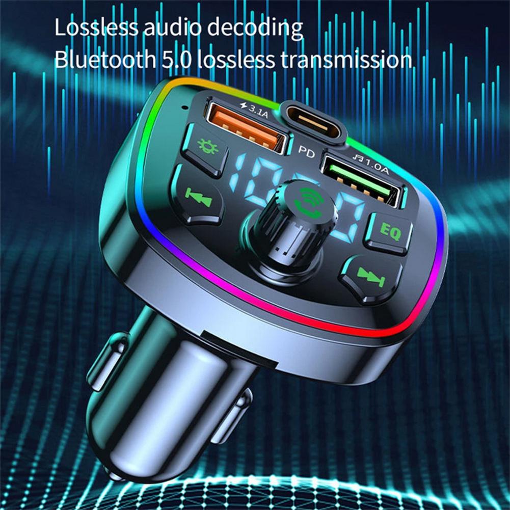 Led Backlight Bluetooth-compatible Fm Transmitter Car Mp3 Tf/u Disk Player Car Kit Dual Usb Adapter 4.2a+pd Type C Fast Charger