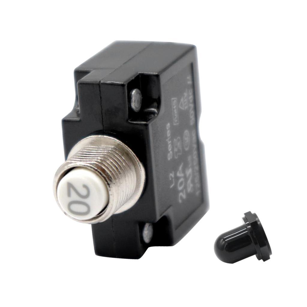 2 Pieces 12V-24V Push Button Resettable Panel Mount Circuit Breaker 30A+20A