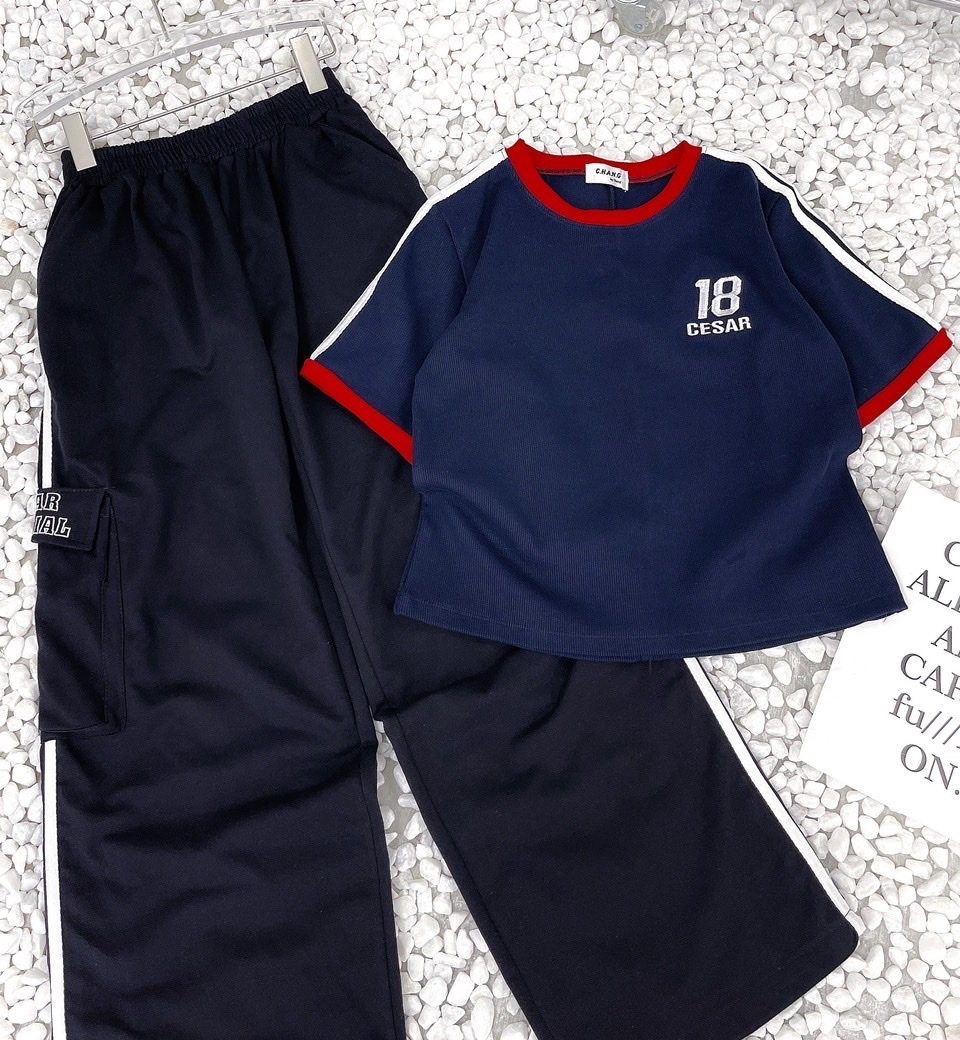 SET QUẦN THUN DÀI ỐNG RỘNG LƯNG CAO TÚI HỘP + ÁO CROPTOP TRƠN BABY TEE CƠ BẢN BASIC XANH ĐEN THỂ THAO DẠO PHỐ ĐI CHƠI ĐI BIỂN