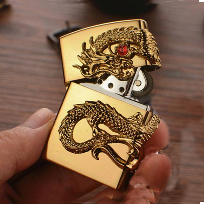 Bật Lửa Rồng Mắt Ngọc Đỏ Cao Cấp